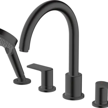Baterie cu montaj pe cada Hansgrohe Vernis Shape cu 4 elemente negru mat imagine