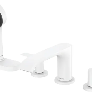 Baterie cu montaj pe cada Hansgrohe Vivenis cu 4 elemente si sBox alb mat imagine