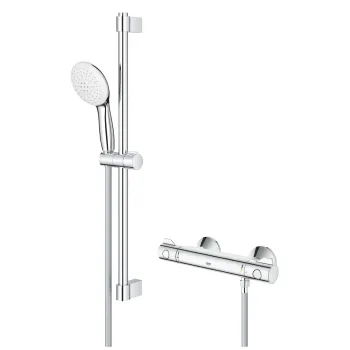 Baterie dus termostatata Grohe Grohtherm 800 cu set de dus cu bara Tempesta 600 crom imagine