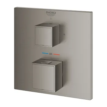 Baterie dus termostatata Grohe Grohtherm Cube cu 1 functie  montaj incastrat  necesita corp ingropat  brushed hard graphite imagine
