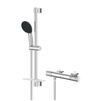 Baterie dus termostatata Grohe Precision Feel cu set de dus Vitalio Start  110 cu bara 60cm  crom imagine
