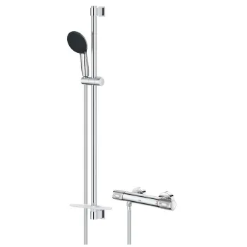 Baterie dus termostatata Grohe Precision Feel cu set de dus Vitalio Start 110 cu bara 90cm  crom imagine