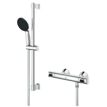 Baterie dus termostatata Grohe Precision Flow cu set de dus Vitalio Start 110 cu bara 60cm crom imagine