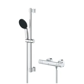 Baterie dus termostatata Grohe Precision Get cu set de dus Vitalio Start 110 cu bara 60cm  crom imagine