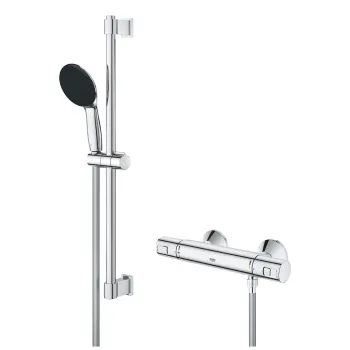 Baterie dus termostatata Grohe Precision Start cu set de dus Vitalio Start 110 cu bara 60cm crom imagine