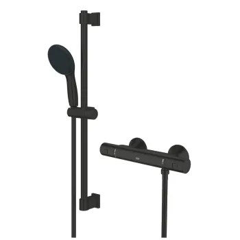 Baterie dus termostatata Grohe Precision Start cu set de dus Vitalio Start 110 cu bara 60cm  matte black imagine