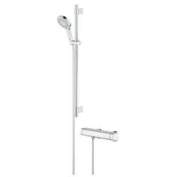 Baterie dus termostatata Grohtherm 2000 cu set de dus Power&Soul Cosmopolitan 130 cu bara 90cm crom imagine