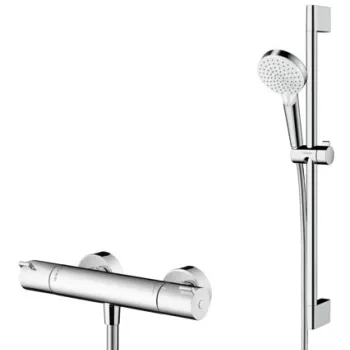 Baterie dus termostatata Hansgrohe Ecostat 1001 CL cu set de dus Crometta Vario cu bara 0.65m imagine