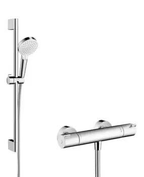 Baterie dus termostatata Hansgrohe Ecostat 1001 CL cu set de dus Crometta Vario cu bara 0.65m imagine