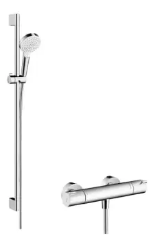 Baterie dus termostatata Hansgrohe Ecostat 1001 CL cu set de dus Crometta Vario cu bara 0.9m imagine