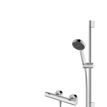 Baterie dus termostatata Hansgrohe Ecostat Fine cu set de dus Activera Select S 95 2jet EcoSmart cu bara 65 cm  crom imagine
