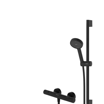 Baterie dus termostatata Hansgrohe Ecostat Fine cu set de dus Activera Select S 95 2jet EcoSmart cu bara 65 cm  negru mat imagine