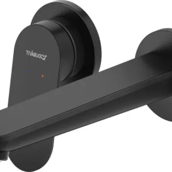Baterie lavoar Duravit Wave din 2 elemente de perete necesita corp ingropat negru mat imagine
