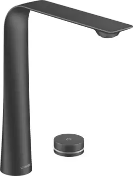 Baterie lavoar electronica Duravit D.1 250 din doua elemente montare pe lavoar si alimentare la retea 220V negru mat imagine