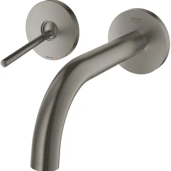 Baterie lavoar Grohe Atrio din 2 elemente  pipa 185mm  de perete  necesita corp ingropat  brushed hard graphite imagine