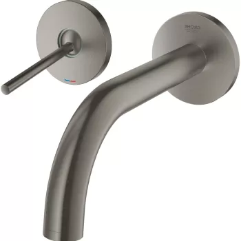 Baterie lavoar Grohe Atrio din 2 elemente pipa 185mm de perete necesita corp ingropat brushed hard graphite imagine