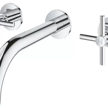 Baterie lavoar Grohe Atrio din 3 elemente 180mm de perete manere cruce necesita corp ingropat crom imagine