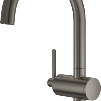 Baterie lavoar Grohe Atrio L cu pipa inalta  ventil click-clack  brushed hard graphite imagine