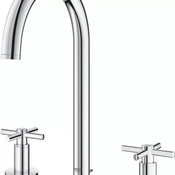 Baterie lavoar Grohe Atrio M din 3 elemente ventil pop-up manere cruce crom imagine