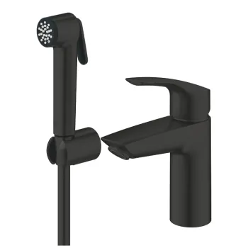 Baterie lavoar Grohe Eurosmart S cu set dus igiena intima  Matt Black imagine