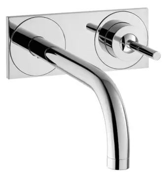 Baterie lavoar Hansgrohe Axor Uno 2 de perete cu pipa 225 mm si placa montaj incastrat necesita corp ingropat imagine