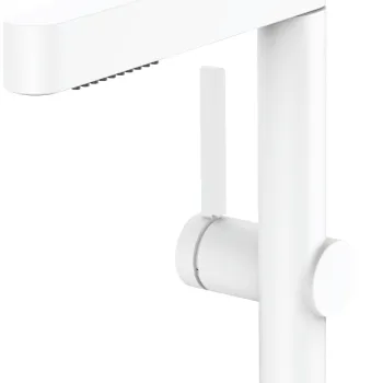 Baterie lavoar Hansgrohe Finoris 230 cu dus extractibil 2 tipuri de jet ventil push-open alb mat imagine