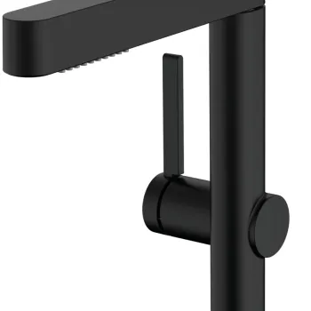 Baterie lavoar Hansgrohe Finoris 230 cu dus extractibil 2 tipuri de jet ventil push-open negru mat imagine