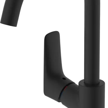 Baterie lavoar Hansgrohe Logis 210 cu pipa inalta pivotanta ventil pop-up negru mat imagine