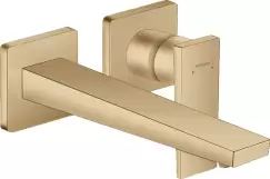 Baterie lavoar Hansgrohe Metropol de perete pipa 225mm fara ventil necesita corp incastrat bronz periat imagine