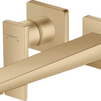 Baterie lavoar Hansgrohe Metropol de perete pipa 225mm fara ventil necesita corp incastrat bronz periat imagine