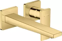 Baterie lavoar Hansgrohe Metropol de perete pipa 225mm fara ventil necesita corp incastrat gold optic lustruit imagine