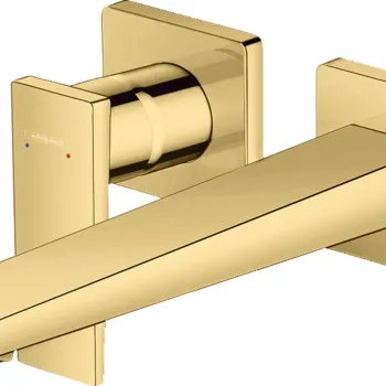 Baterie lavoar Hansgrohe Metropol de perete pipa 225mm fara ventil necesita corp incastrat gold optic lustruit imagine