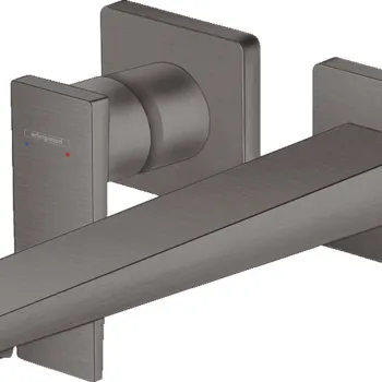 Baterie lavoar Hansgrohe Metropol de perete pipa 225mm fara ventil necesita corp incastrat negru periat imagine