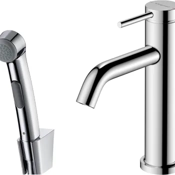 Baterie lavoar Hansgrohe Tecturis S 110 EcoSmart+ cu dus tip bideu pentru igiena intima fara ventil crom imagine