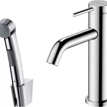 Baterie lavoar Hansgrohe Tecturis S 110 EcoSmart+ cu dus tip bideu pentru igiena intima fara ventil crom imagine