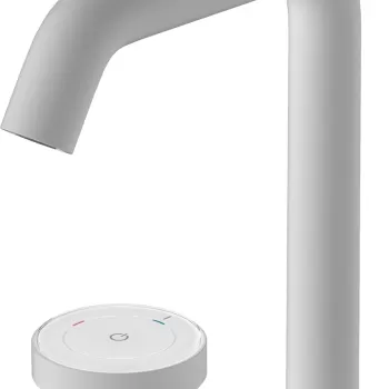 Baterie lavoar Hansgrohe Tecturis S 150 CoolStart EcoSmart+ din doua elemente montare pe lavoar actionare rotativa alb mat imagine