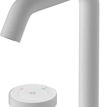 Baterie lavoar Hansgrohe Tecturis S 150 CoolStart EcoSmart+ din doua elemente montare pe lavoar actionare rotativa alb mat imagine