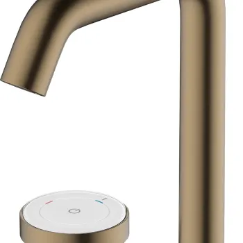 Baterie lavoar Hansgrohe Tecturis S 150 CoolStart EcoSmart+ din doua elemente montare pe lavoar actionare rotativa bronz periat imagine