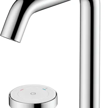 Baterie lavoar Hansgrohe Tecturis S 150 CoolStart EcoSmart+ din doua elemente montare pe lavoar actionare rotativa crom imagine