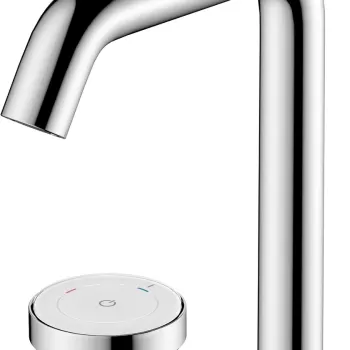 Baterie lavoar Hansgrohe Tecturis S 150 CoolStart EcoSmart+ din doua elemente montare pe lavoar actionare rotativa crom imagine
