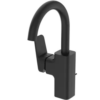 Baterie lavoar Ideal Standard Ceraplan 280 cu pipa inalta ventil pop-up metalic Silk Black imagine