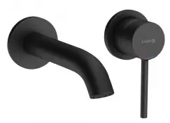 Baterie lavoar Kludi Bozz de perete negru mat pipa 180mm necesita corp ingropat imagine