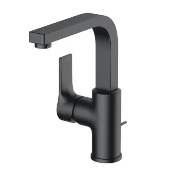 Baterie lavoar Kludi Zenta SL cu maner lateral ventil pop-up negru mat imagine