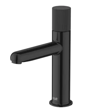 Baterie lavoar Roca NU S Cold Start fara ventil maneta stripes Titanium Black imagine