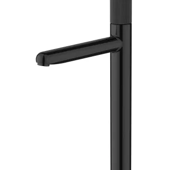 Baterie lavoar Roca NU XL pentru lavoare tip bol Cold Start fara ventil maneta stripes Titanium Black imagine