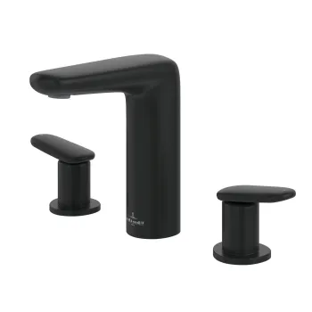 Baterie lavoar Villeroy & Boch Antao din 3 elemente  ventil click-clack  negru mat imagine