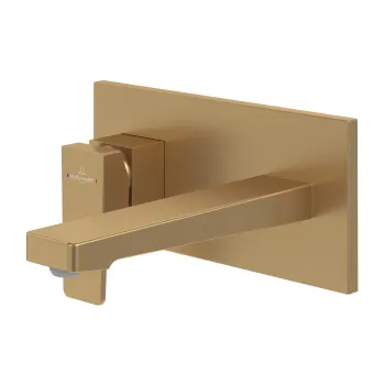 Baterie lavoar Villeroy & Boch Architectura Square de perete  ventil click-clack  necesita corp incastrat  auriu periat imagine