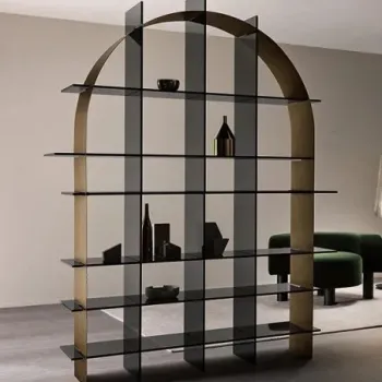 Biblioteca Tonelli Design Paradigma  design Debonademeo Studio  173x40x230cm  sticla Fume cu structura Bronz periat imagine