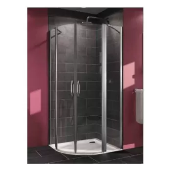 Cabina de dus Huppe X1B semirotunda 90cm cu usi batante si segment fix sticla clara 6mm si profile crom imagine