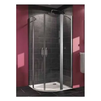 Cabina de dus Huppe X1B semirotunda 90cm cu usi batante si segment fix sticla clara 6mm si profile crom imagine